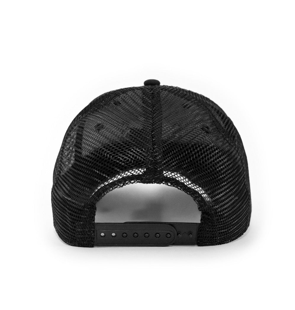 Fishing hat, Mesh hat, White and black, Black logo 