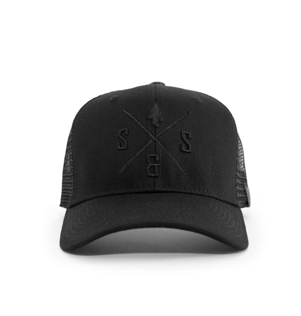 Outdoors hat, Mesh hat, Black on black, Black logo 